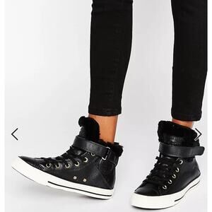 Converse Black Faux Fur High-Top Sneakers